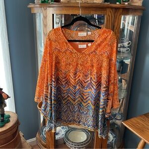 Belle by Kim Gravel Orange blue poncho tank set Large